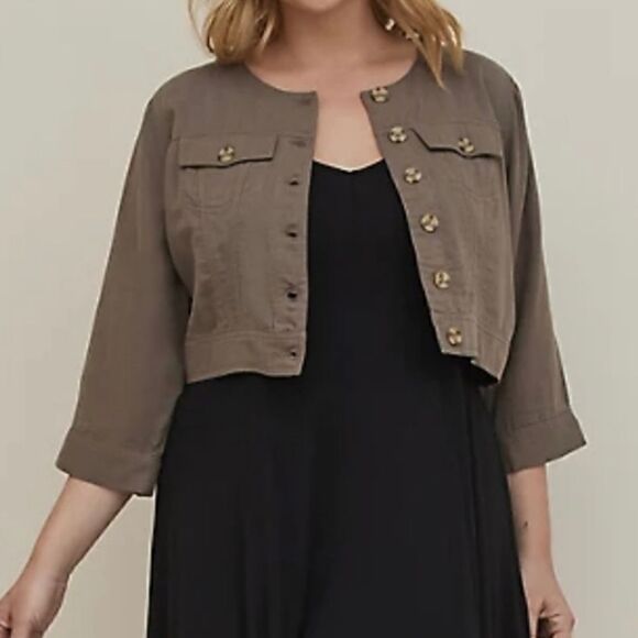 NWT Torrid 2X Crop Collarless Jacket - Picture 1 of 4